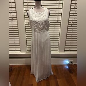 Kings Road Elegant White Lace Maxi Dress size L NWT